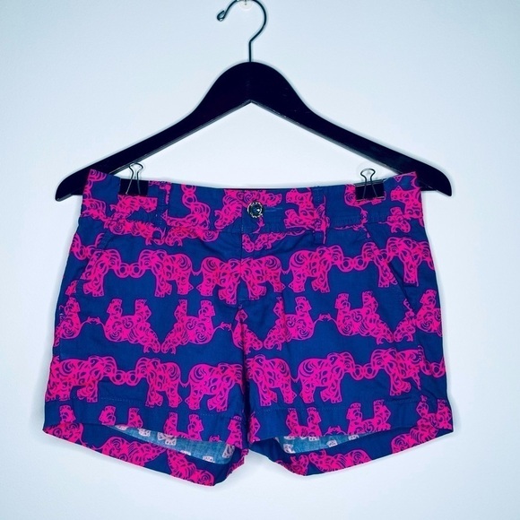 ❤️ Lilly Pulitzer Blue W Callahan Pack Your Trunk W/Pink Elephant Shorts… - Picture 3 of 13